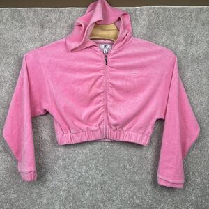 Juicy by Juicy Couture Women Pink Soft Y2K Hoodie Zip Up Size‎ Medium Cropped